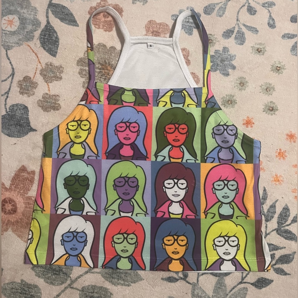 Daria Colour Block Pop Art Cropped Tank Top